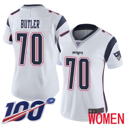 New England Patriots Football #70 Vapor Untouchable 100th Season Limited White Women Adam Butler Road NFL Jersey